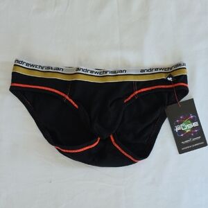 Andrew Christian Black Briefs with Gold and Red Trim
